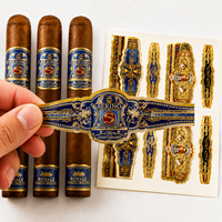 Étiquettes personnalisées pour bandes de cigares, autocollants de luxe en feuille d'or gaufrée pour anneaux de cigares, impression de logo personnalisée pour l'emballage de cigares faits main