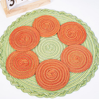 Set de table rond en polyester et coton tissé, bords modernes tissés, résistant à la chaleur, diamètre 300 mm, pour cuisines, tables à manger et festivals