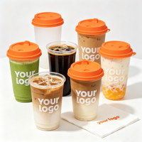 Gobelet en plastique à fond rond givré avec couvercles, logo personnalisé pour mariage, 12 oz 16 oz, gobelet jetable pour thé au lait à bulles, café, matcha