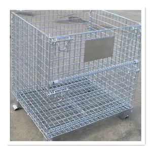 Équipement de stockage pliable cage à palettes conteneur métallique avec roues en Corée