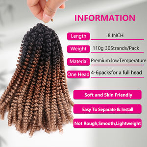 Jullianna Vente en gros de cheveux synthétiques pour tresses au crochet, fibres japonaises, Expression 8 pouces, 30 mèches, Spring Twist - Product Image 2