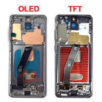 Panel de Teléfono Móvil S20, Pantalla TFT, Pantalla AMOLED OLED LCD de Repuesto, Marco de Pantalla S20 4G para Samsung Galaxy SM-G980F