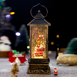 Lanterne de Noël en résine avec boîte à musique, Père Noël et bonhomme de neige, décoration de table, cadeau de Noël, ornement, dropshipping Shopify - Product Image 3