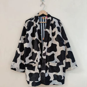 Robe kimono en velours pour femmes, imprimé jungle animal, col en V, manches longues, longueur totale, hiver, luxe, décontracté, classique, tendance - Product Image 1