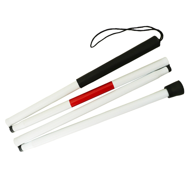 Factory Wholesale Foldable Blind Walking Stick Lightweight 4 Section White Cane for the Blind Cane