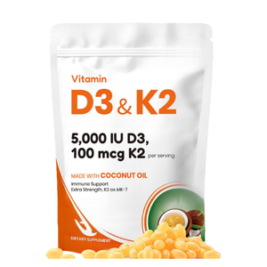 Kapsul Lunak Vitamin D3 dan Vitamin K2 OEM Dengan Minyak Kelapa Kapsul Vitamin D3 K2 - Product Image 1