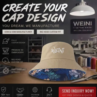 Cappello da Pescatore Reversibile Personalizzato WEINI con Logo Ricamato, Motivo Floreale Tropicale, Cappello da Sole a Doppia Faccia