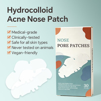 Patchs nasaux hydrocolloïdes à marque privée, 30 pièces, invisibles, pour dissimuler et nettoyer les points noirs, l'acné et les pores du visage