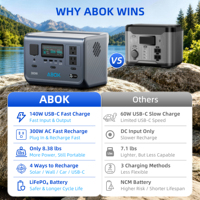 Stasiun Tenaga Portabel ABOK US EU Stok Lokal, Generator Tenaga Surya, Baterai LiFePO4, Cadangan Daya untuk Berkemah di Luar Ruangan, Penyimpanan Energi Darurat
