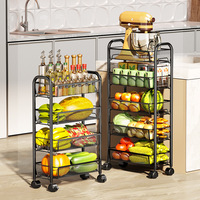 Troli Penyimpanan Baja Karbon Grosir Multi Tingkat yang Dapat Dilepas dengan Roda, Troli Utilitas untuk Dapur, OEM ODM Logo Kustom