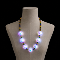 Collar de Cuentas Luminosas para Mardi Gras con Cuentas de Bola Disco, Collar LED para Fiestas y Eventos de Carnaval