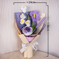 Bouquet de fleurs en fil tricoté Calla Lily Rose, cadeau fait main pour la fête des mères, la saison des diplômes, la Saint-Valentin