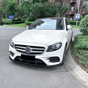 สปอยเลอร์กันชนหน้ารถยนต์สำหรับ Mercedes-Benz E-Class W213 E260 E300 E43 AMG 2016-2020 สีดำเงา ใบสปอยเลอร์ล่าง - Product Image 5