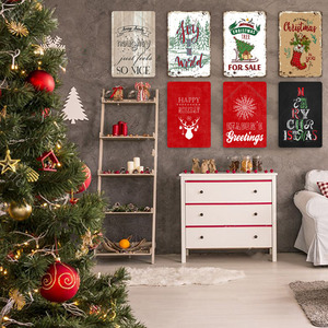 Carteles de Metal de Navidad, cartel Vintage de Papá Noel, letrero de estaño de 12 "x 14", placa de Metal Retro, decoración de pared de Navidad para el hogar - Product Image 4