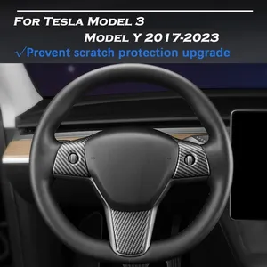 Cadre décoratif de volant pour Model 3 Model Y 2019-2024, couvre-volant, garniture intérieure automobile, accessoires automobiles - Product Image 4