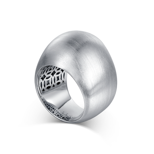 Architecture propre |   Bague large géométrique en or blanc et rose 14 carats, finition satinée brossée |   Architecture minimaliste quotidienne - Product Image 3