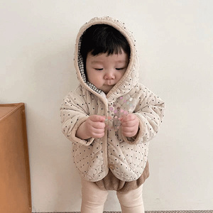 Manteau d'hiver pour bébé 2022 nouveau manteau coréen en coton rembourré à pois pour garçon de 0 à 3 ans veste chaude en coton pour fille - Product Image 3