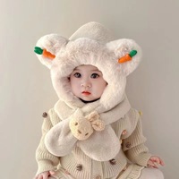 Gorro de Bebé con Bufanda Integrada, Protección para el Cuello, Lindo y Súper Adorable, Gorro de Protección para los Oídos para Niños en Otoño e Invierno