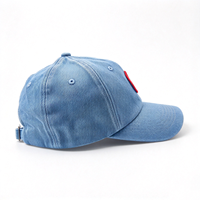 Topi Baseball Custom Berkualitas Tinggi Denim Light Wash Model Dad Hat Bordir Logo Oval Custom Tali Belakang Dapat Disesuaikan Topi Kasual Olahraga