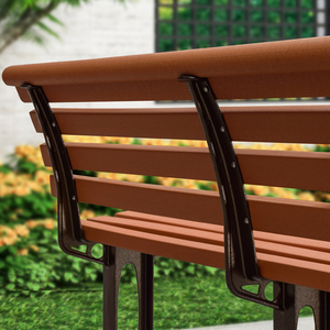 Banco de Jardín Moderno Cuadrado con Asiento Largo y Respaldo de Madera, Ecológico, con Diseño de Hojas Moradas, para Exteriores, Ideal para Comunidades y Ocio - Product Image 3