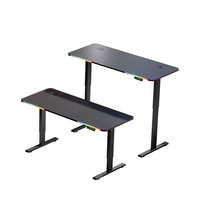 Bureau de jeu ergonomique intelligent électrique réglable confortable en gros, table d'ordinateur RGB pour PC
