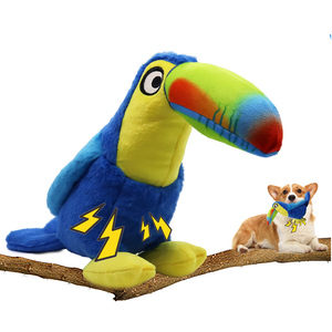 Jouet pour chien en peluche Tucan <span class=keywords><strong>bleu</strong></span> avec couineur, écologique, grande taille, jouet interactif à mâcher pour animaux de compagnie, pour soulager l'ennui - Product Image 1