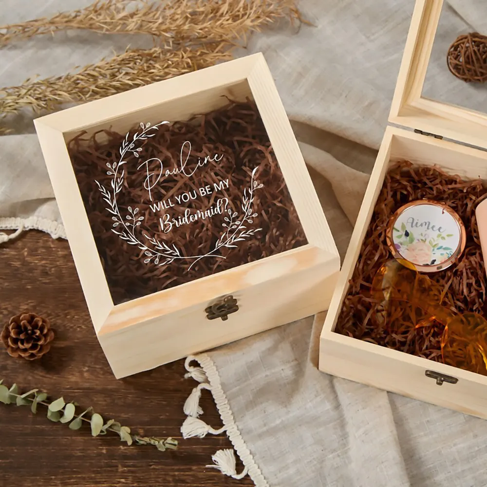 ECO stile personalizzato stampa di seta Logo trasparente in acrilico Flip coperchio regalo in legno di pino scatola per la conservazione di olio essenziale