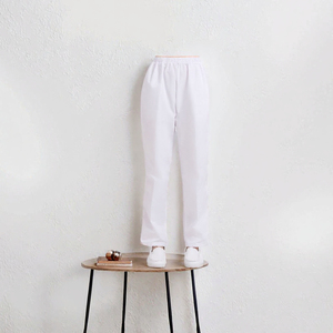 Pantalon d'infirmière unisexe blanc à taille élastique, grande taille XL, bas de tenue médicale rose et bleu en polyester/coton, accessoires hospitaliers en gros - Product Image 3