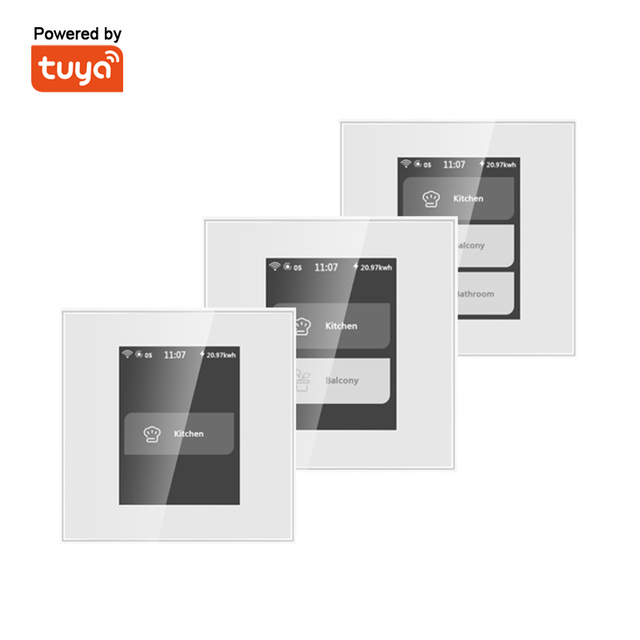 LEDEAST L8-HS TUYA WiFi 1 2 3 GANG Lamp/Curtain 4-in-1 Panel Switch Smart Multi-Functional Control  Panel  LCD Touch Switch