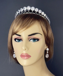 OEM/ODM Queen Maxima Diadème et Boucles d'oreilles en Zircon Hollandais, Ensemble Couronne de <span class=keywords><strong>Mariage</strong></span> Tendance <span class=keywords><strong>Or</strong></span>/Argent - Product Image 4