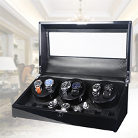 Boîte de rangement double pour montres en bois avec moteur silencieux de luxe, remontoir automatique 6+7, écologique, avec serrure de protection, matériaux recyclés
