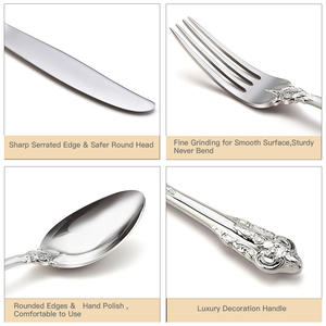 Commercio all'ingrosso di lusso antico manico in acciaio inox vintage argenteria posate per banchetti set di posate in argento per il matrimonio - Product Image 4