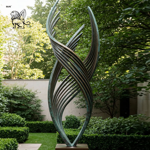 Scultura Astratta in Bronzo Forgiato a Doppio Anello, Grande Statua in Metallo Rame Forgiato per Giardini e Ingegneria Urbana Esterna - Product Image 3