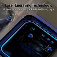 Lampe de plafond de voiture RGB à commande tactile, lumière d'ambiance respirante à dégradé, synchronisation rythmique musicale, lumière de dôme intérieure laser