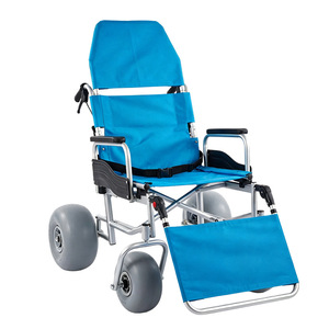 Fauteuil roulant tout-terrain Ary Medical bleu, dossier réglable manuellement, léger, portable, pour usage extérieur - Product Image 5