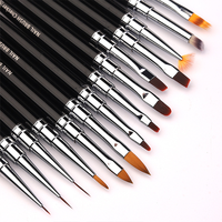 Marque privée Personnaliser Logo Noir DIY 3D Fleur Ombre Liner UV Gel Dessin Stylo Acrylique Nail Art Pinceaux avec Couvercle