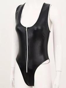 Combinaison moulante brillante pour femmes, maillot de <span class=keywords><strong>bain</strong></span> sexy avec fermeture éclair, bikini brésilien métallique, maillot de <span class=keywords><strong>bain</strong></span>, tenue de club, combinaison une pièce - Product Image 3