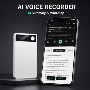 Enregistreur vocal IA amélioré avec 5 microphones, transcription en 160 langues, mode d'appel adaptatif, mode notes, appareil d'enregistrement vocal vers texte - Product Image 2
