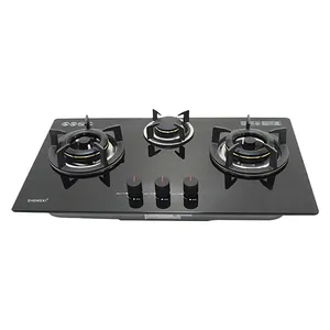 Keuken Propaan Apparaat 3 Brander Ingebouwde Gas Kookplaten Thuisgebruik Ingebouwde Gas Kookplaat Veiligheid Apparaat Gehard Glas 3 Brander Gaskookplaat