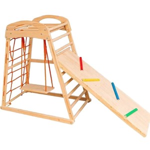 Wooden Climbing <b>Frame</b> Indoor Play Structure For Kids With Rings And Ladder Unisex Toy - Product Image 5