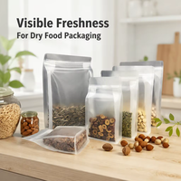 Sachet alimentaire personnalisé transparent mat refermable à fond plat avec poignée et fermeture éclair