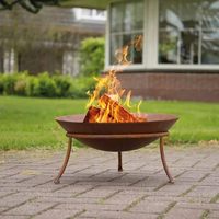 Foyer extérieur en bois de 29 pouces, durable et robuste, avec pieds, pour jardin et camping