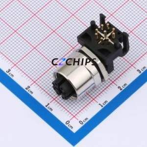 C12B-MAX-RM-8-SH Circular (Cable) Connector Bent Lead Through Hole Connector M12 8P Female Right Angle - Product Image 1
