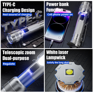 Led Đèn pin xách tay, siêu sáng ngọn đuốc 6 chế độ có thể sạc lại với COB Side ánh sáng màu đỏ màu xanh nhấp nháy cho trường hợp khẩn cấp ngoài trời - Product Image 4