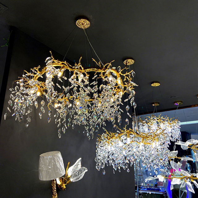 Wholesale Modern Restaurant Crystal Chandelier High-end French Villa Bedroom Study Branched Lighting Fixtures