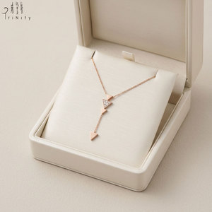 High Quality Wholesale Triangular Geometric Design Necklace Jewelry 18K <b>Solid</b> Rose <b>Gold</b> Real Natural Diamonds <b>Pendant</b> Necklace - Product Image 4