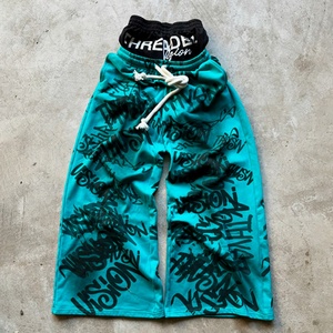 Pantalon de survêtement homme sur mesure à double taille, coupe ample, jambe large, imprimé DTG, grammage lourd - Product Image 1