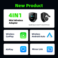 EKIY Carplay Box Nuevo Adaptador Inalámbrico Inteligente 4 en 1 para Auto con Carplay, Android Auto y Airplay, Dongle USB para Auto