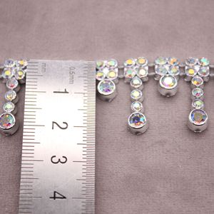 Bande de strass florale dorée, garniture de fleurs argentées en cristal pour robe caftan, bordure décorative, design scintillant Pro - Product Image 6
