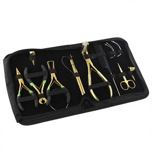 Custom Logo Hair <b>Extension</b> Tools Kit Featuring Micro Bead Crimper, Keratin Bond Remover Plier, 3 Hole Crimping Plier and Hair - Product Image 1
